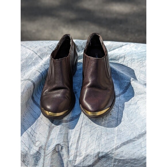 Vintage Naturalizer Size 8M Brown Leather Western Ankle Booties  Gold Toe plate - Picture 5 of 10